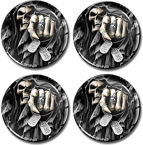 SkinoEu Aufkleber Autoaufkleber für Radkappen Nabenkappen Nabendeckel Radnabendeckel Rad-Aufkleber 68mm Totenkopf Schädel A 1368