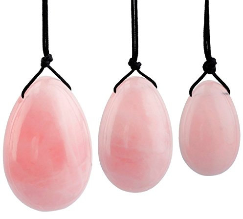 3 Stück Jade Ei Yoni Ei Massage Stein Übung Eier Heilstein Massagesteine für Frauen zu trainieren Muskeln Übung Rosenquarz/Schwarzer Obsidian/Aventurin