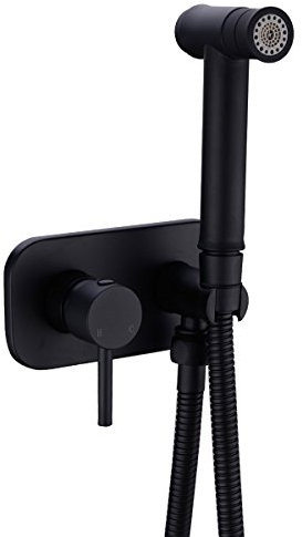 Trustmi Laiton encastré chaud et froid Bidet Pulvérisateur robinet kit, Noir Mat