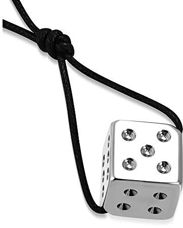 BlackAmazement Anhänger mit Kette Würfel Zocker Spieler Glück Silber Damen Herren