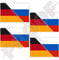 DEUTSCHLAND-RUSSLAND Deutsch-Russisch Flagge 50mm Auto & Motorrad Aufkleber, x4 Vinyl Stickers