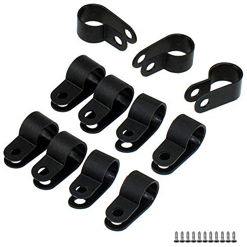 BlueXP 100 Pack Cable Clips Nylon R-Type Cable Drop Wire Holder Organizer with Screws Mounting Cable Fastener for Home Office Power Cable Car Automotive Lighting Speaker Wire Clip Clamp Black