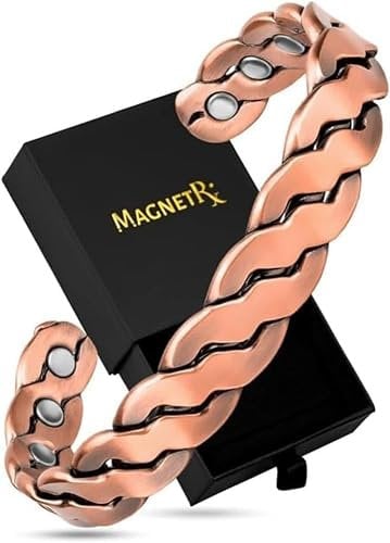 MagnetRX® Reines Kupfer Magnet Armband Herren – Magnetarmband Herren aus reinem Kupfer – Magnetische Kupferarmbänd Herren – Verstellbarer Kupfer Armband Männer Armreif