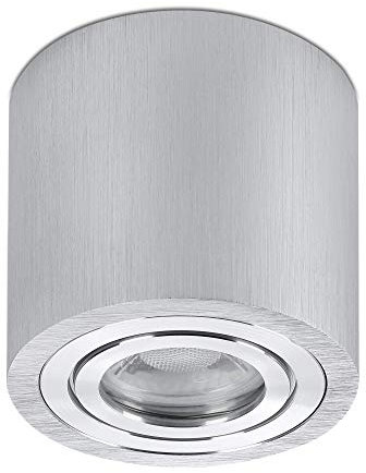 lambado® LED Aufbauleuchte für Feuchtraum/Deckenstrahler Set inkl. 230V 5W GU10 Spots - Wasserschutz für Bad & Außen - Aufbaustrahler IP44 in Alu gebürstet