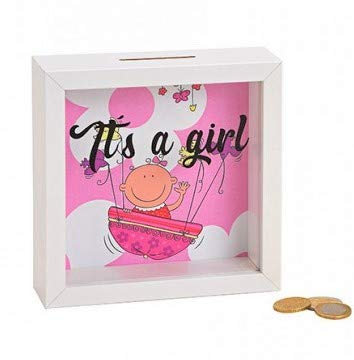 Spardose zur Geburt Sparbüchse Mädchen Geld Geschenk-Idee Baby-Party (Pink/Rosa)