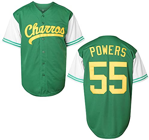MESOSPERO Kenny Powers Baseballtrikot #55 Myrtle Beach Mermen Stitched Men Movie Baseball Jersey Blau Grün S-3XL, 55 Grün, Mittel