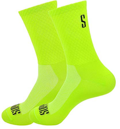 Support Herren-Fahrradsocken, atmungsaktive Technologie, rutschfeste Faser, unisex, einfarbig, Zubehör für Radfahren, Wandern, Klettern, Lime's 45-46 EU