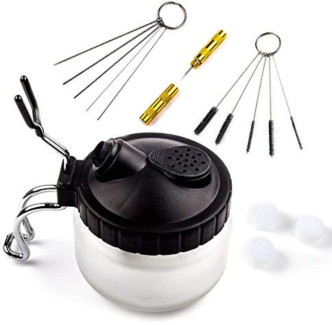 Awsuc Airbrush Clean Kit, Airbrush Cleaning Pot, Cleaning Kit with Glass Cleaning Pot Holder, Airbrush Cleaning kit for Airbrush Spray Gun Washing