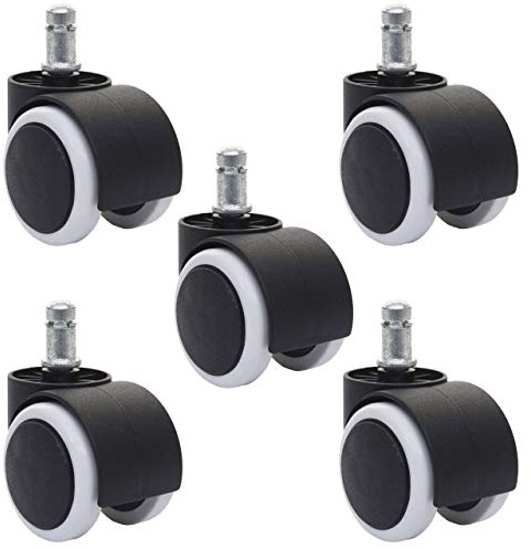 Mendler 5er-Set Hartbodenrollen HWC-H86, 150kg belastbar Ø 11mm - weiß | Bürostuhl-Rollen, Stuhlrollen