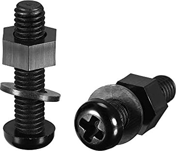 sourcing map Nylon Vis écrou Rondelle Assortiment Kit, M6x25mm Rond Tête Machine Vis Boulon Clous Plat Rondelles Noir 20 Set