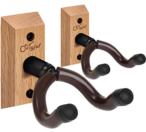 Guitar Wall Mount 2 Pack, Rotatable Solid Wood Hanger With Screws, V-Shaped Hook for Acoustic Electric Bass, Holder for Mandolin, Banjo