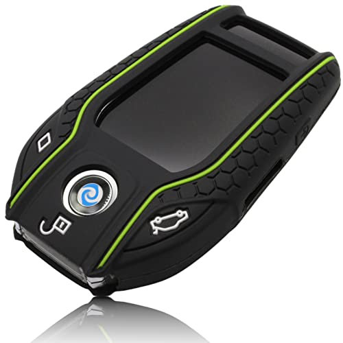 FOAMO Autoschlüssel Hülle Silikon kompatibel mit BMW Display Smart-Key IDG Schlüssel-Hülle Schutzhülle Cover in Schwarz-Apfel-Grün