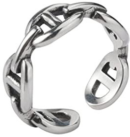 Damenring Silber 925, Vintage Verstellbare Ringe Distressed Hip Hop Durchbrochene Kette Keltischer Bogen S925 Silber Offene Ringe Punk-Stil Knöchel-Finger-Ringe Schmuck Geschenk Eheringe Für Damen