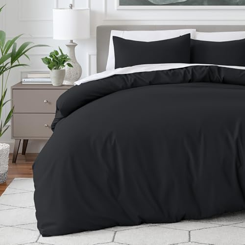 Bare Home Duvet Cover Set King Size - Premium 1800 Ultra-Soft Duvet Cover Set - Lightweight - Cooling Duvet Cover - Bed Duvet Cover with 2 Pillowcases (King, Black)