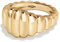 AllenCOCO 18k vergoldeter Croissant Chunky Band Ring, gerippter trendiger Titanstahl Statement-Ring, minimalistischer Kuppelring, stapelbarer Ring für Damen und Herren, kein Edelstein, Goldfarben,