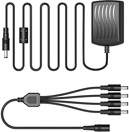 SANNCE Surveillance 2A 2000mA Max AC to DC 12V Power Adapter Supply with 1 to 4 Splitter Cable for Security DVR CCTV Camera System