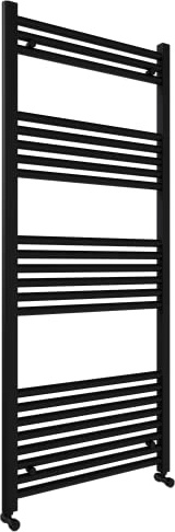 600x1400mm Towel Warmer Flat, Wall Mounted Matte Black Plated Steel Bathroom Towel Rail Radiator, Suitable for Central Heating, Electric and Dual Fuel