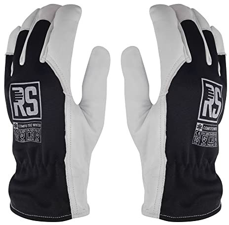 RS Arbeitshandschuhe 6 Paar Montagehandschuhe Ziegenleder Baumwolle Handschuhe Lederhandschuhe Mit Gummibündchen Schnittbeständig Präzise Größe 7 Comfo Tec