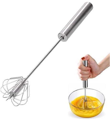 35cm Halbautomatischer Schneebesen, Drehbarer Push Mixer Rührer aus Edelstahl, Milchaufschäumer Mechanisch, Einweihungsgeschenk, Geschenkideen für Freunde, Familie