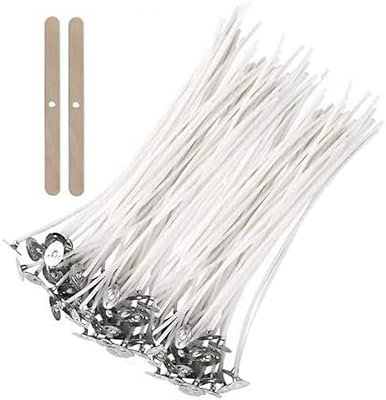 200 Stück [Mit Dochthalter] Kerzendocht aus Baumwolle | Döchte für Kerzen 15cm, um Kerzen selber zu Machen | Kerzendochte für Kerzen und teelichter mit wachs | dochte für Kerzen gießen