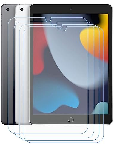 4 Piezas Protector de Pantalla para Apple iPad 10.2 2021,9H Dureza HD Anti-caída/Anti-rasguños Sin Burbujas Cristal Templado Vidrio Templado para Apple iPad 10.2 2021 (10,2).