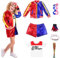 Quinn Kostüm Kinder Cosplay-Kostüm Mädchen Bösewicht Suicide Kostüm Kit enthalten Jacke,T-Shirt,Shorts und Handschuh Aufblasbarer Baseballschläger,Harley Cosplay Kostüme für Halloween Karneval Cosplay