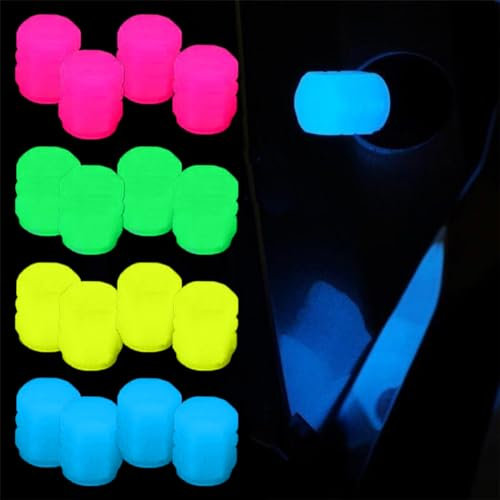 LSOJFE 4 Pcs Ventilkappen Auto Leuchtend Leuchtendes Auto Reifenventil Fluoreszierende Auto Ventilkappen Universelles ZubehöR für Autos Lkws Suvs MotorräDer Und FahrräDer