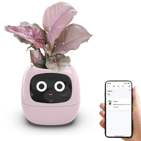 Pot de fleurs intelligent pour plantes d'intérieur, jardin intelligent pour la maison, jardinage amusant et contrôle amusant, compatible avec les appareils de maison intelligente, contrôle par pink