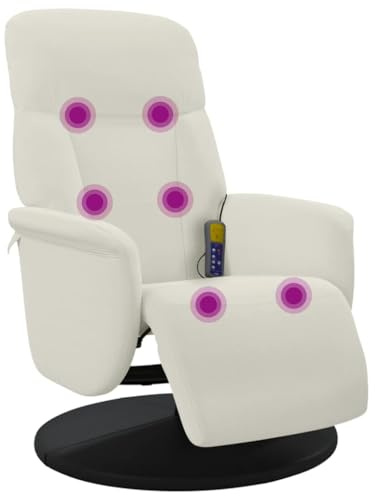 vidaXL Massagesessel mit Fußteil Creme Samt