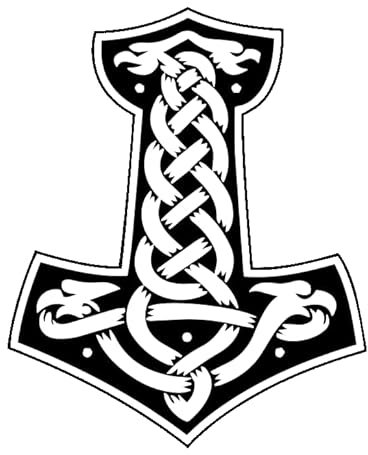 Generic Viking Thor's Hammer - Allwetter-Aufkleber, Vinyl-Aufkleber, Auto, Laptop, LKW, Werkzeugkasten, Fenster, Tumbler, Boot, Anhänger usw (Schwarz, 5x6), AMZUCDDE001
