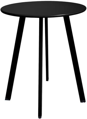 Fokebel Outdoor Beistelltisch, Wetterbeständiger Patio Kleiner Beistelltisch Outdoor Indoor Runder Metall Stahl Kleiner, Wasserfester Endtisch für Garten Balkon Hof (Schwarz)