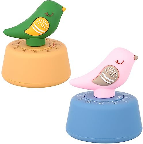 Minuteur oiseau mignon 60 minutes à remonter minuterie de cuisine mécanique sonnante alarme compte à rebours minuteur rappel d'oeuf horloge pour la cuisine (couleur : rose)