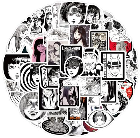 60 Stück für Junji Ito Aufkleber Auto Laptop Telefon Gitarre Skateboard Motorrad Fahrrad Junji Ito Stickers Set Vinyl Wasserdicht Aesthetic Aufkleber für Jugendliche Kinder Erwachsene