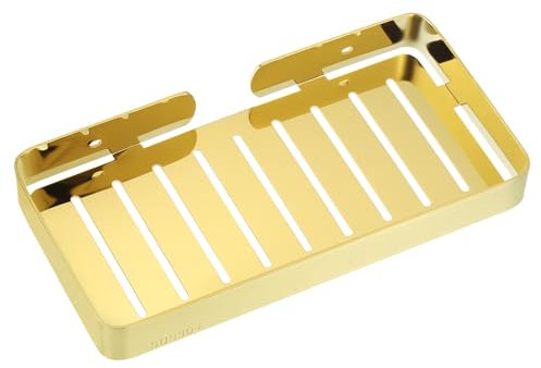 sourcing map Soap Dish Holder, 304 Stainless Steel Soap Bar, Wall Mounted Soap Tray with Installation Kits, Soap Saver for Shower Wall Kitchen Counter (Gold)