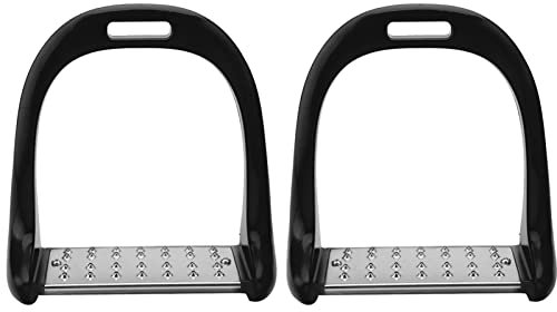 CDQL 1 Paar Reitsteigbügel – Englischer Sattel-Sicherheitssteigbügel aus Aluminium mit Rutschfester Unterlage – Reitsattel-Steigbügel aus Aluminium mit Lackierung, (Schwarz)