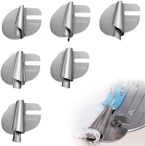 Lotbun Pied De Biche Ourlet 6pcs, Pied Ourlet Roulé Sewing Rolled Hemmer Foot Pied De Biche Presseur Machine A Coudre, Pieds-De-Biche pour Machines à Coudre Domestiques Et Industrielles (3-8 Mm)