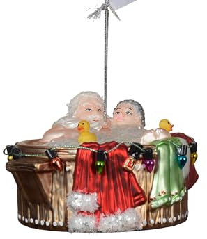 Christbaumschmuck Weihnachtsmann & Frau in Whirlpool Glas 6,8cm - Figur zum Aufhängen - mundgeblasen - Weihnachtsbaum Anhänger für Weihnachten - Christbaumanhänger & Weihnachtsbaumschmuck - Hot Tub