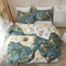 Freyamy Housse de Couette Fleurie 240x260+2 Taie d'oreiller 65x65cm Vert Rose Coloré Feuilles Floral Parure de lit 2 Personnes Adulte Sets de Housse Couette en Microfibre avec Fermeture Éclair