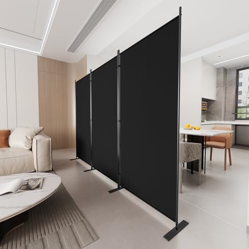 C-Hopetree 3 Panels Room Divider, 180cm Tall Indoor Folding Privacy Screen, Portable Partition Separator, Freestanding Separation Temporary Wall for Office, Bedroom, 260cm W X 180cm H, Black