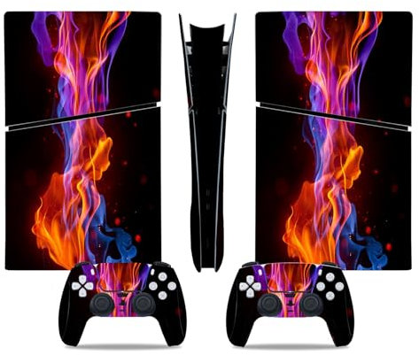 Skin for PS5 Slim Digital Version, Vinyl Sticker Skins for Play-Station 5 Slim, Wrap Decal Cover Protective Accessories for PS5 Slim Digital Edition (Tricolor Flame)