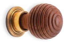 Infinity Decor Traditional Rosewood Preston Reeded Beehive Wooden Cupboard Knob Aged Brass Pull Handle 36mm – Ideal for Drawer Cabinets Doors