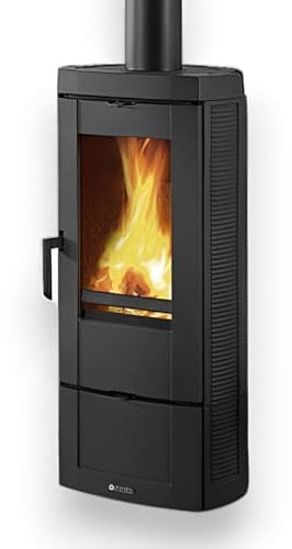 Briconess.com Stufa a Legna 7,2 kw con Struttura in ghisa Smaltata Antracite e cassetto Ceneri Estraibile Candy Nordica