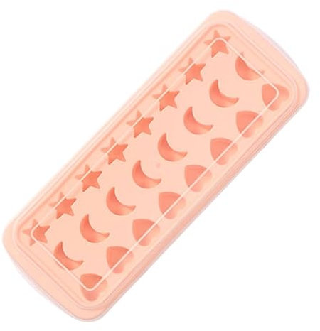 Amosfun -Cavity Star Moon Heart Ice Cube Tray Small Ice Mould Light Pink Silicone Mold for Drinks Easy Demould
