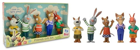 BANDAI Pip and Posy 5 Figuren-Set, 5 x 10 cm Figuren (Pip, Posy, Zac, Frankie und Jamila) – perfektes Spielgeschenk für Jungen, Mädchen, Kinder ab 3 Jahren