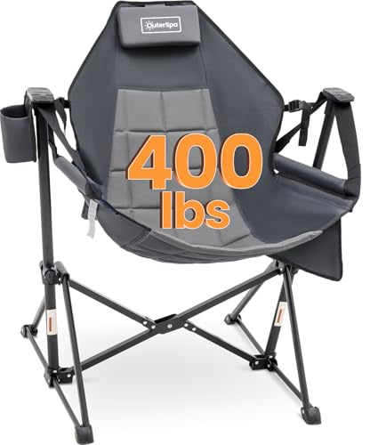 OuterSpa Hammock Camping Chair for Adults with Adjustable Backrest, Heavy Duty Padded Folding Hammock Chair Supports 400lbs, Portable Hammock Chair Swinging Chair for Camping, Travelling and Patio