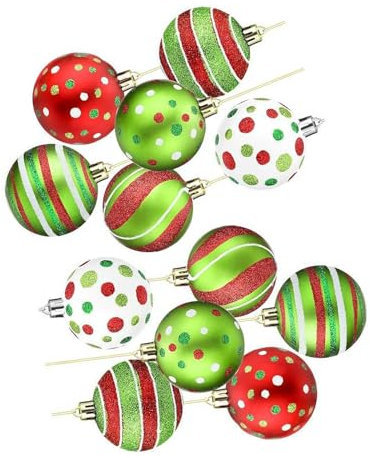 12 Stück Weihnachtsbaum-Anhänger, glitzernde Kugeln zum Ausschneiden des Baumes