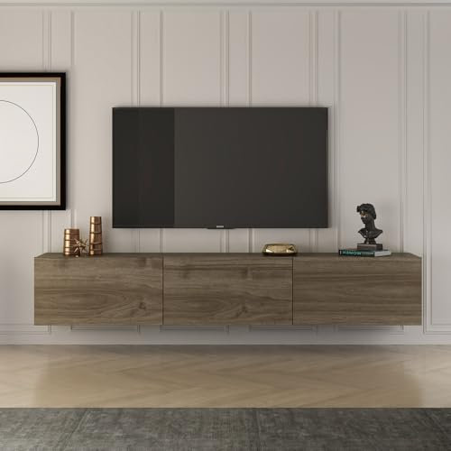 Hanah Home Stylish Walnut TV Stand, 150 cm x 30 cm x 32 cm | 100% Melamine Coated Chipboard | Modern Design for Living Room & Entertainment Spaces