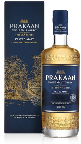 Prakaan Peated Cask Single Malt Thai Whisky, 70cl, 43% ABV, Tribura Series, Aged in Ex-Bourbon American Oak Casks, Warming & Long Finish with Fruitiness and Sweet Smoke Notes