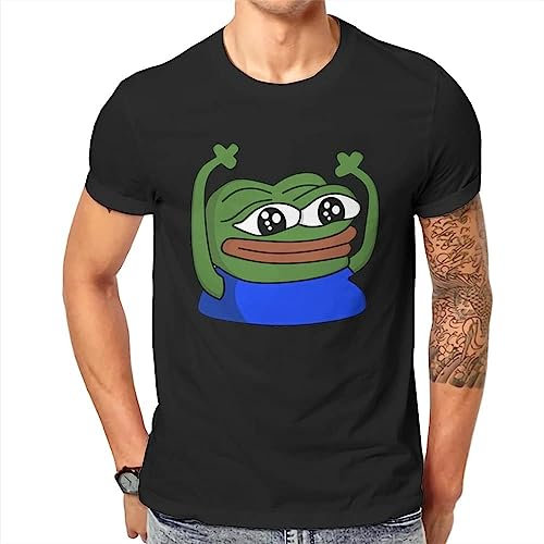 HYPERS Twitch Emote O Neck Tshirt Fabric T Shirt Man's Clothes Individuality Fluffy Black T-Shirts & Hemden(3X-Large)