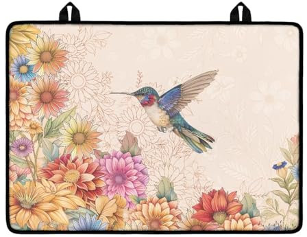 LACIYISON Hummingbird Daisy Pattern Electric Stove Top Covers, Heat Resistant No Crease Ceramic Glass, Induction, Cook Top, Flat RV Range Covers Protector, Dish Drying Mat for Kitchen Appliances